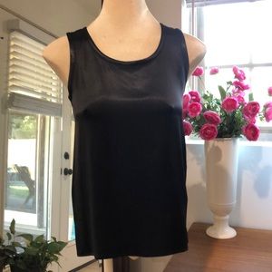 YSL Rive Gauche Silk 100% Black Satin Shell Top